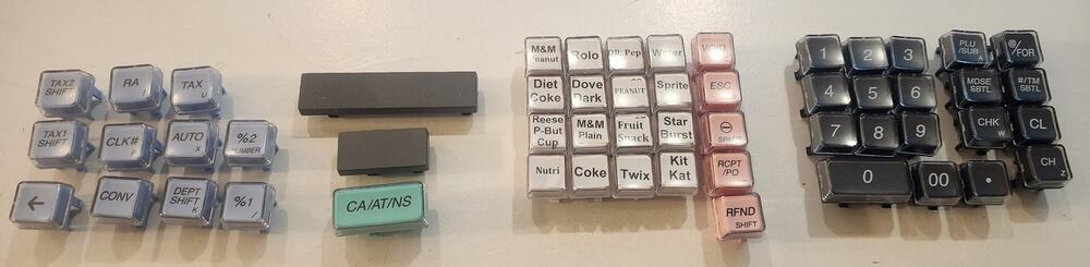 Lot of 54 Mixed POS Register Keycaps-Numeric, Food, Function Keys-Various Colors